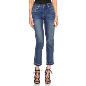AMO Women’s Babe Jean in Dive Bar Destroy Denim Blue Wash size 28